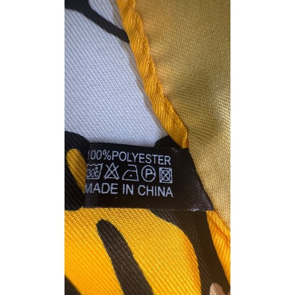 2/$30 Vibrant Bright & Beautiful Floral Gold Black White Flower Printed Scarf - Picture 7 of 9